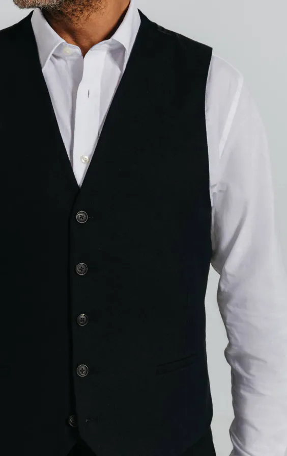 Schwarzes Weste aus Leinen-Twill - photo 1