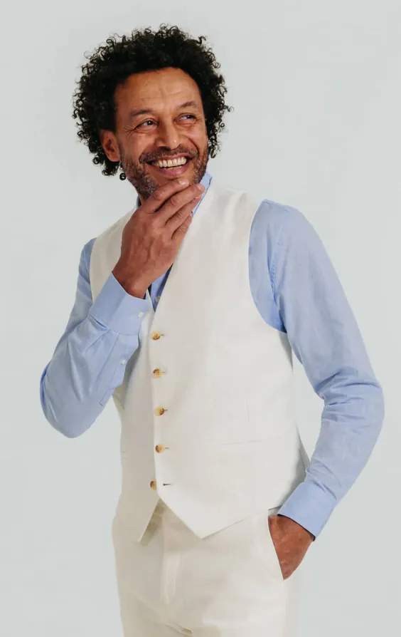 Naturweiß Weste aus Leinen-Twill