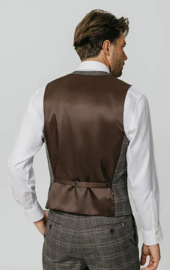 Braun karierte Weste - photo 2