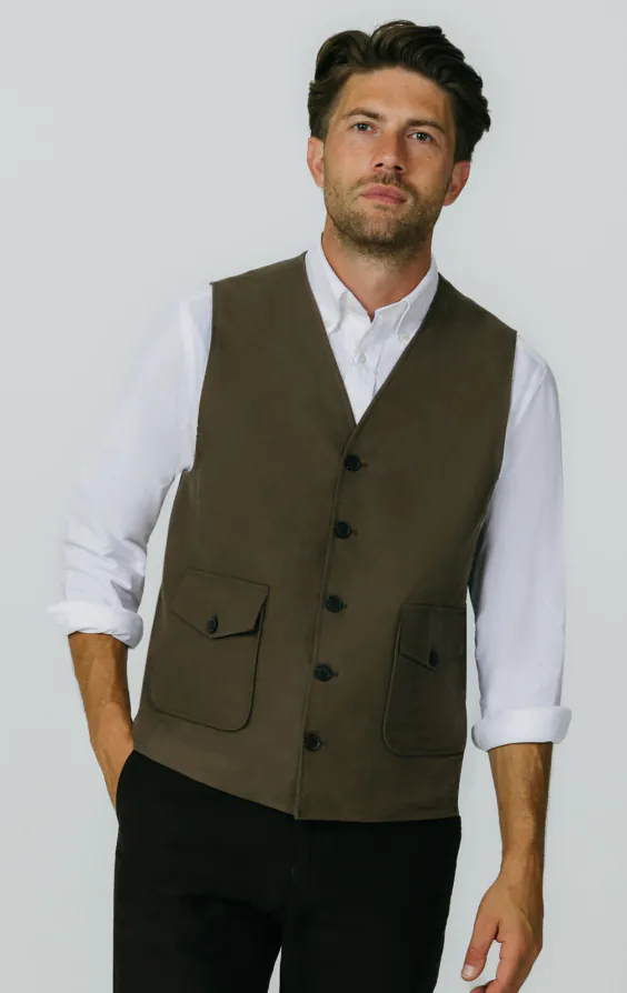 Olive Moleskin Weste