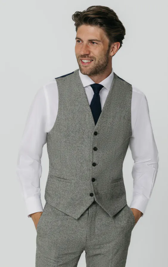 Hellgrau Donegal Tweed Weste Hellgrau Donegal Tweed Weste