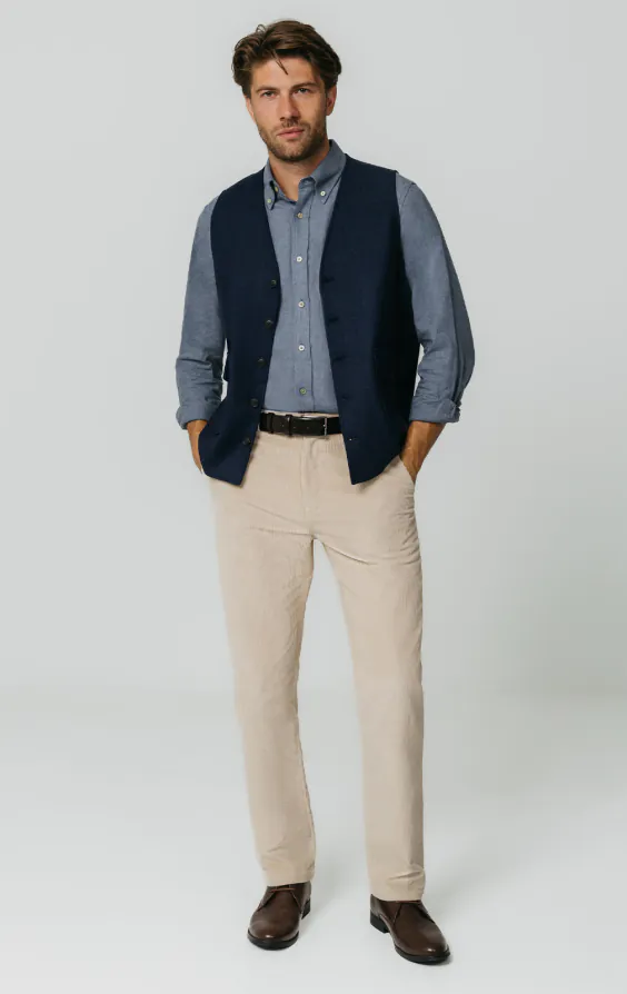 Marineblau Tweed Weste mit Fischgrätmuster mit aufgesetzten Taschen - photo 1