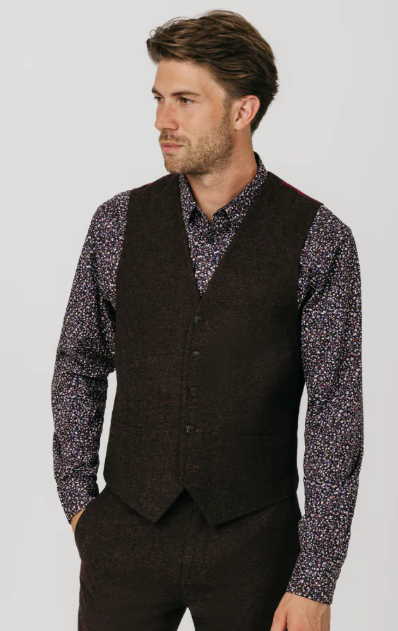 Donegal Tweed Weste, Weinrot Donegal Tweed Weste, Weinrot