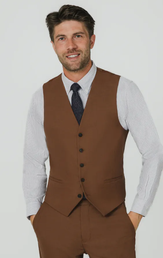 Mittelbraun Twill Weste