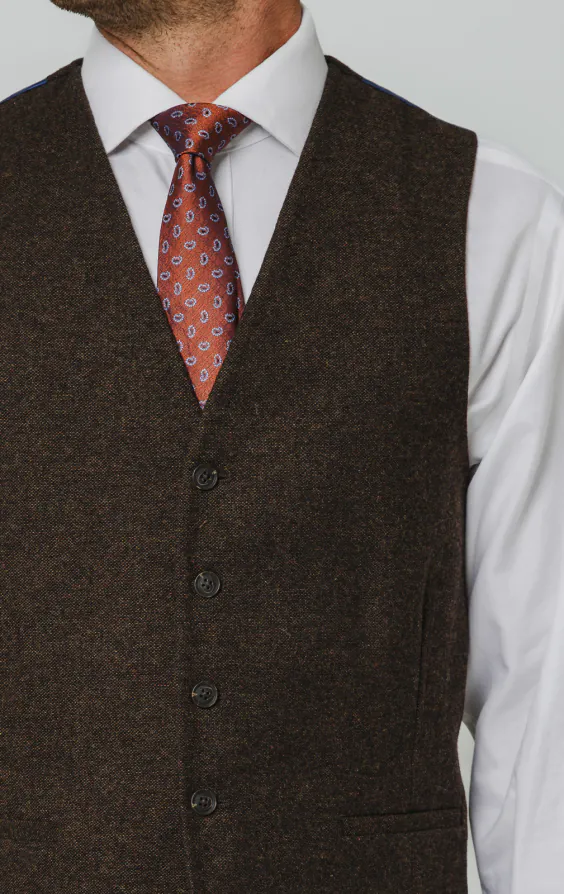 Dunkelbraun Donegal Tweed Weste - photo 1
