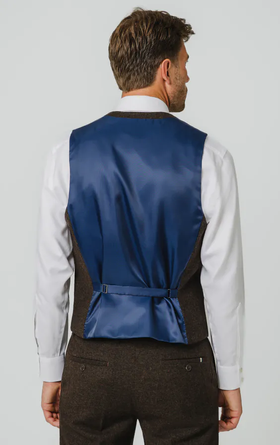 Dunkelbraun Donegal Tweed Weste - photo 2
