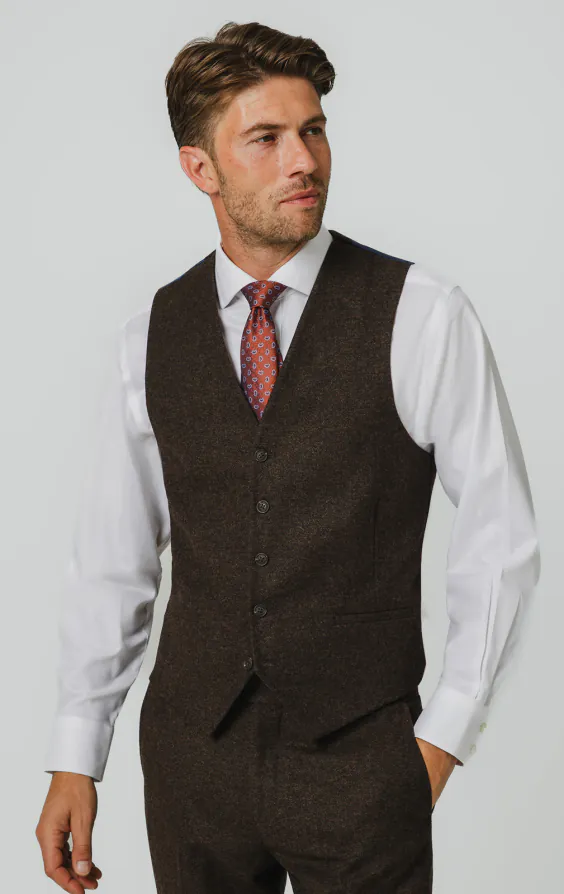 Dunkelbraun Donegal Tweed 3-Telig Anzug - photo 7 Dunkelbraun Donegal Tweed 3-Telig Anzug - photo 7