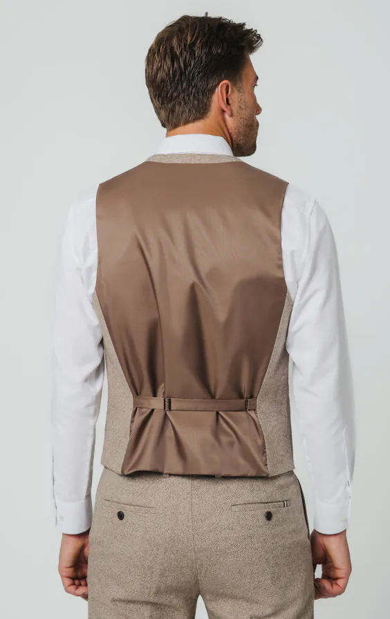 Kamelbraun Twill Tweed Weste - photo 2