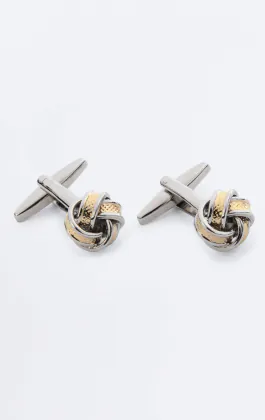 Silber und goldfarbene Knoten Manschettenknöpfe