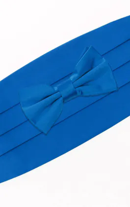 Blue Cummerbund & Pre-Tied Bow Tie Set