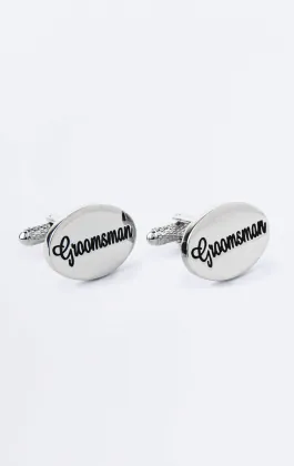 Silberfarbene 'Groomsman' Manschettenknöpfe