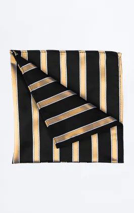 Schwarz Einstecktuch mit Goldstreifen
