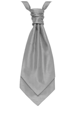 Vorgebundenes silberfarbenes Plastron in Dupion-Optik