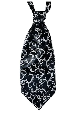 Schwarzes Plastron mit silbernem Wirbelmuster