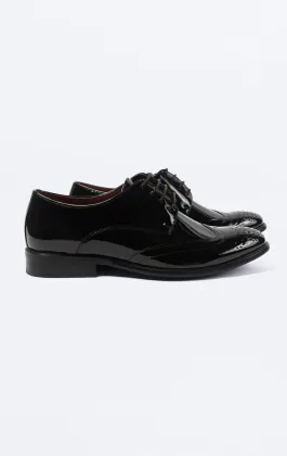 Schwarz Lack Brogue Schuhe