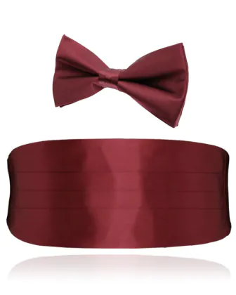 Set, Kummerbund und Fliege, Seide, weinrot