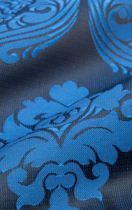 Blaues Jacquard-Einstecktuch, Barockmuster