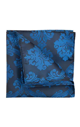 Blaues Jacquard-Einstecktuch, Barockmuster