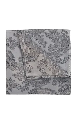Einstecktuch, Paisley, Grau