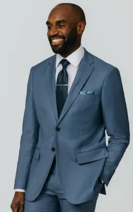 Blau Meliertes Anzug Jacket