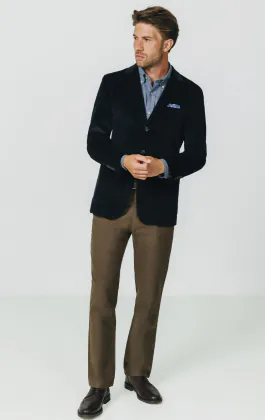 Marineblau Cordjacke mit aufgesetzten Taschen
