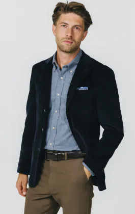 Marineblau Cordjacke mit aufgesetzten Taschen