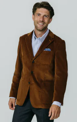 Mittelbraun Cordjacke mit aufgesetzten Taschen