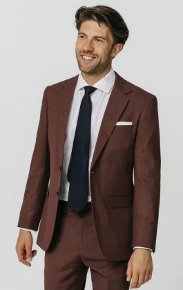 Anzugjacke aus dunklem Rosenholz-Gewebe