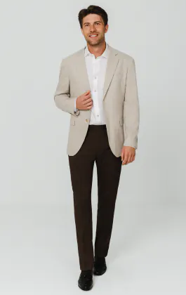 Beige Jacke mit Prince-of-Wales-Karomuster