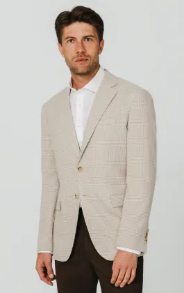 Beige Jacke mit Prince-of-Wales-Karomuster