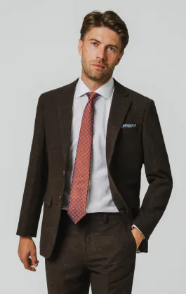 Dunkelbraun Donegal Tweed Anzug Jackett