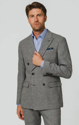 Grau Twill Tweed Anzug Jackett