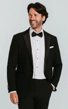 Schwarzer Slimfit Smoking Jackett mit Fallendes Revers