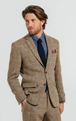 Harris Tweed Jackett, Braun, Karomuster