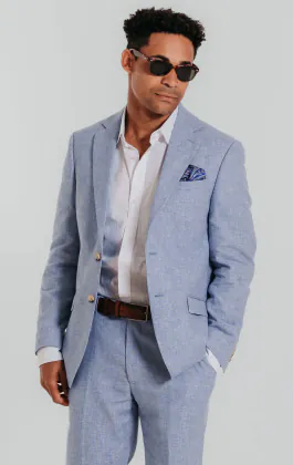 Leinen Blazer, Hellblau