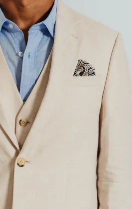 Leinen Blazer, Cremefarben, Slim-Fit