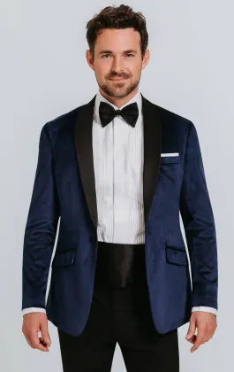 Jackett, Slim-Fit, Marineblau, Samt