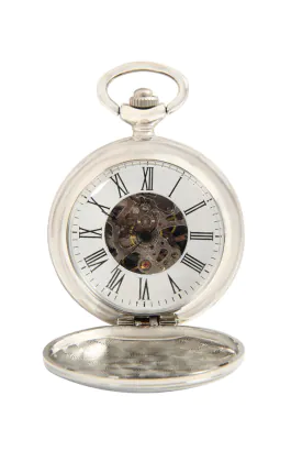 Silberfarbene Skelett Taschenuhr