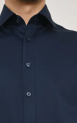 Marineblaues 100% Baumwolle Popeline Pflegeleichtes Hemd