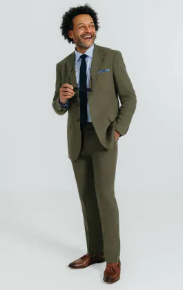 Grün Anzug aus Leinen-Twill
