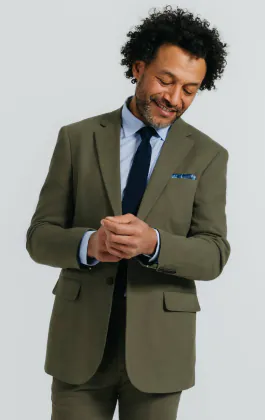 Grün Anzug aus Leinen-Twill