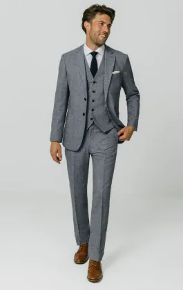 Blau Donegal Tweed 3-Telig Anzug