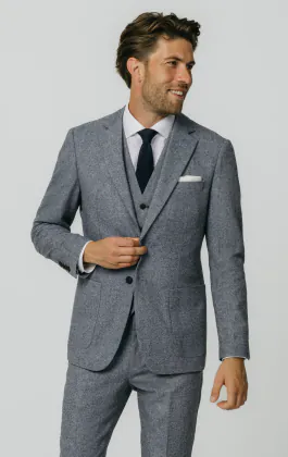 Blau Donegal Tweed 3-Telig Anzug