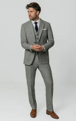 Hellgrau Donegal Tweed 3-Telig Anzug