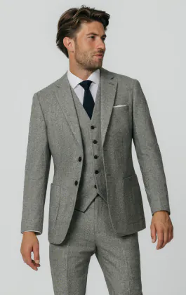 Hellgrau Donegal Tweed 3-Telig Anzug