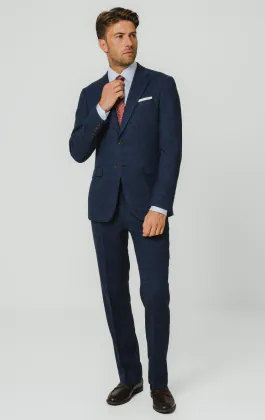 Blau Fischgrätenmuster Tweed Anzug