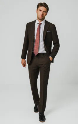 Dunkelbraun Donegal Tweed Anzug