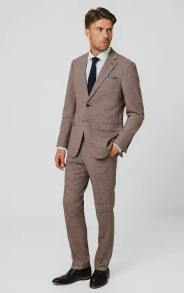 Rotholz Fischgrätenmuster Tweed Anzug