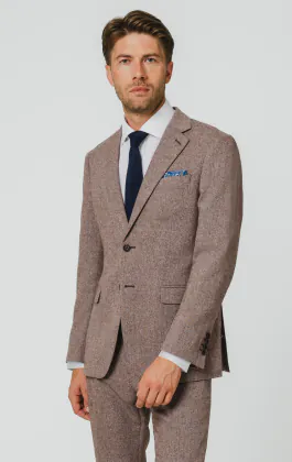 Rotholz Fischgrätenmuster Tweed Anzug