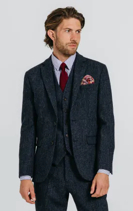 Harris Tweed Anzug, Fischgrätenmuster, Blau